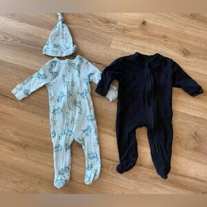 Dinosaur Print and Black Kids Footie bundle